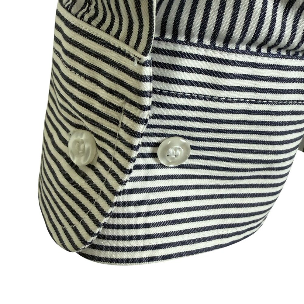 Cactus California Vtg 90s Shirt Women’s L/XL Blue White Stripe Embroidered Rose - Picture 10 of 14